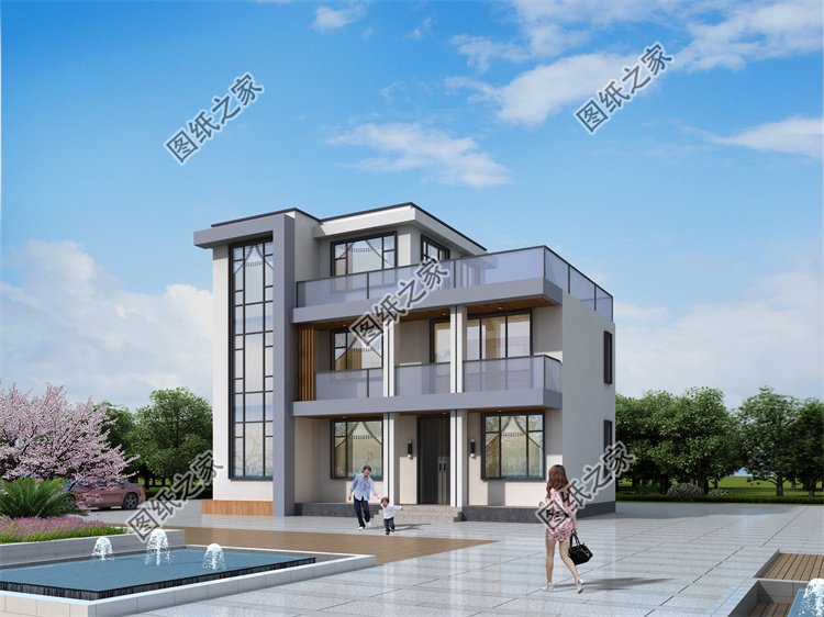 現代風三層別墅效果圖設計案例