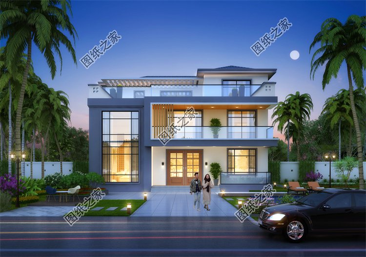 現代風三層別墅效果圖設計案例