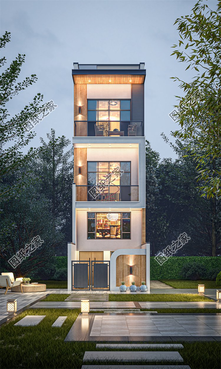 現代風三層別墅效果圖設計案例
