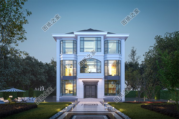 現代風三層別墅效果圖設計案例