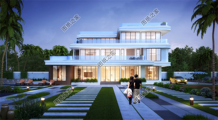 現代風三層別墅效果圖設計案例