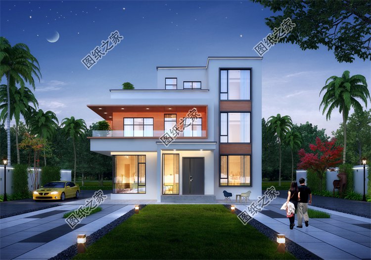 現代風三層別墅效果圖設計案例