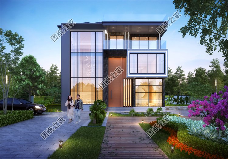 現代風三層別墅效果圖設計案例