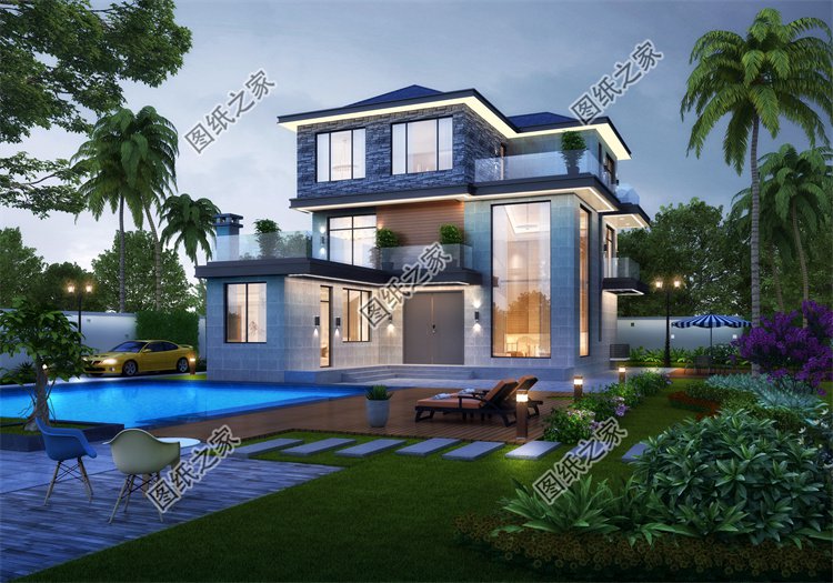 現代風三層別墅效果圖設計案例