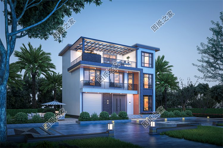 現代風三層別墅效果圖設計案例