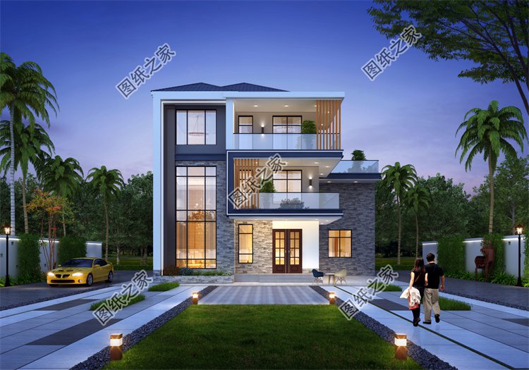 現代風三層別墅效果圖設計案例