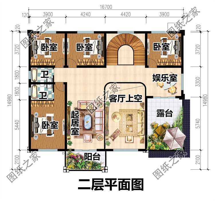 農村四間二層別墅設計圖