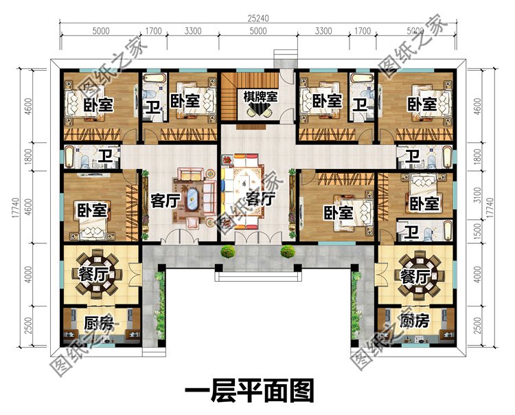 中式一層農村別墅設計圖