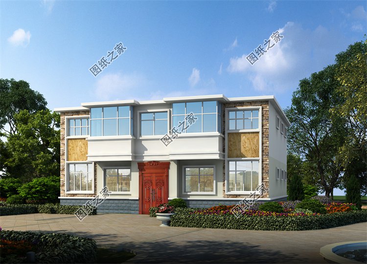 現代風雙拼別墅效果圖設計案例