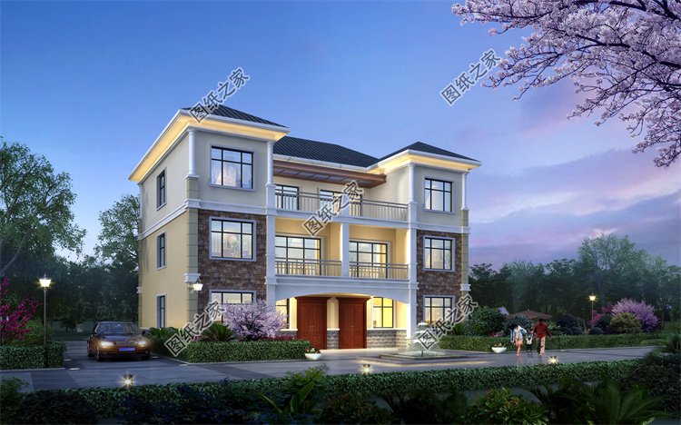 現代風雙拼別墅效果圖設計案例