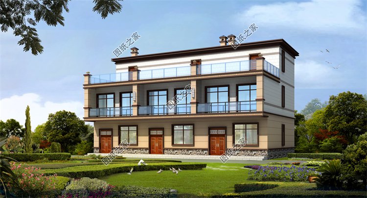 現代風雙拼別墅效果圖設計案例