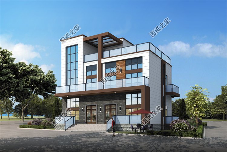 現代風雙拼別墅效果圖設計案例