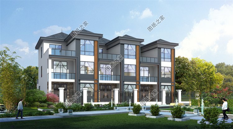 現代風雙拼別墅效果圖設計案例