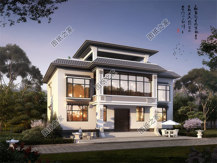 現代風雙拼別墅效果圖設計案例