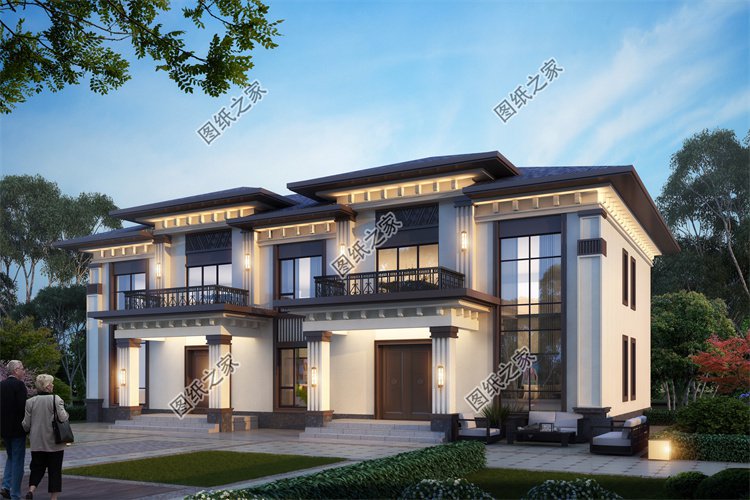 現代風雙拼別墅效果圖設計案例