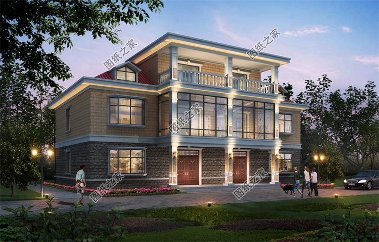 現代風雙拼別墅效果圖設計案例