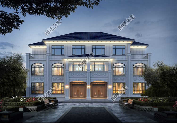 現代風雙拼別墅效果圖設計案例