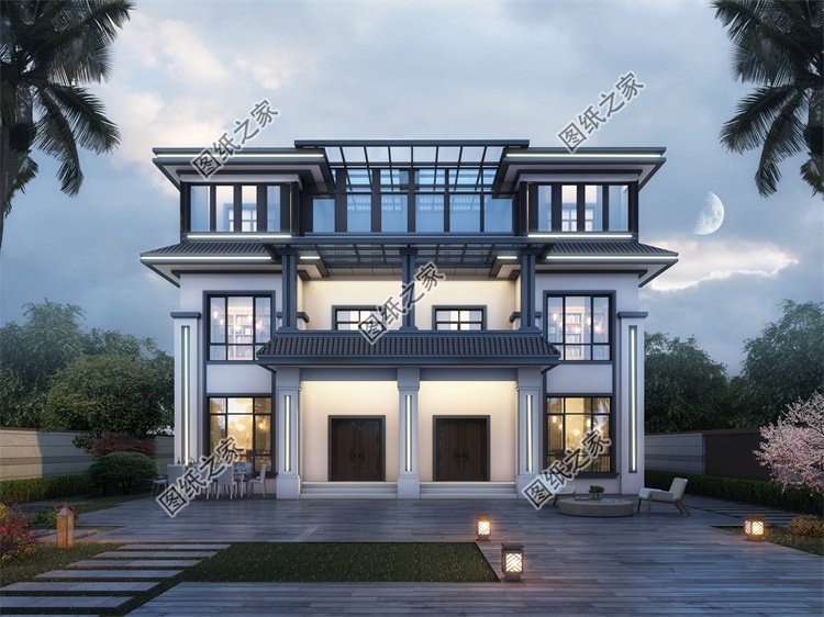 現代風雙拼別墅效果圖設計案例