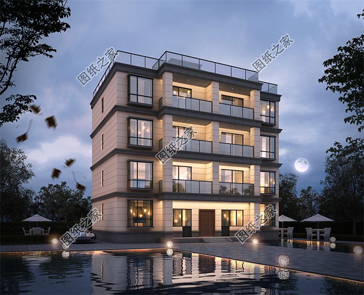 現代風雙拼別墅效果圖設計案例