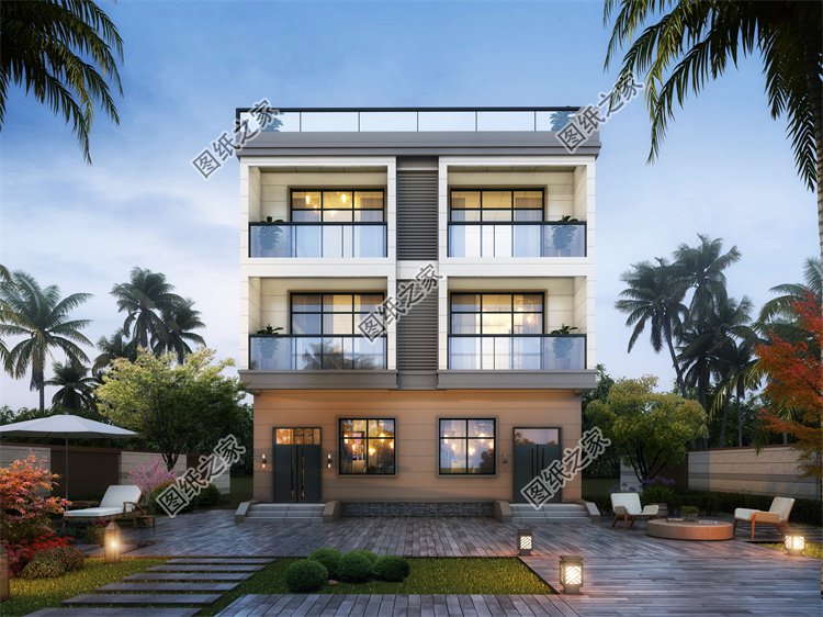 現代風雙拼別墅效果圖設計案例