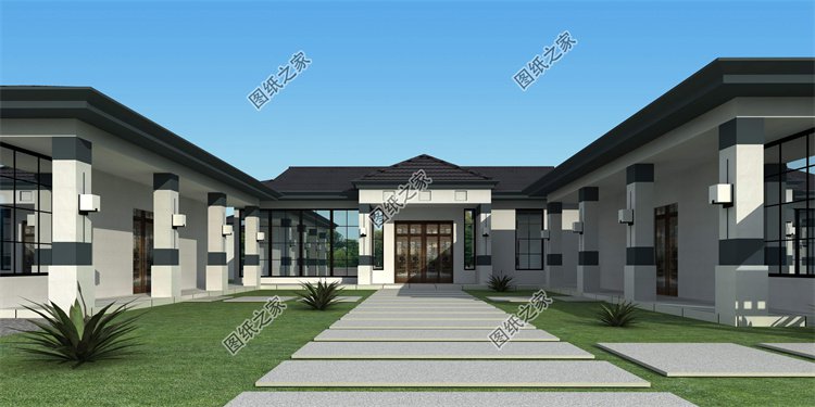 現(xiàn)代風(fēng)一層別墅效果圖設(shè)計案例