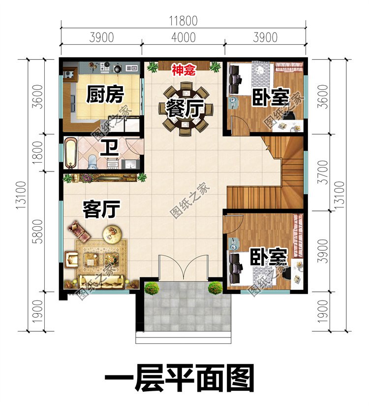 現(xiàn)代風(fēng)農(nóng)村別墅一層