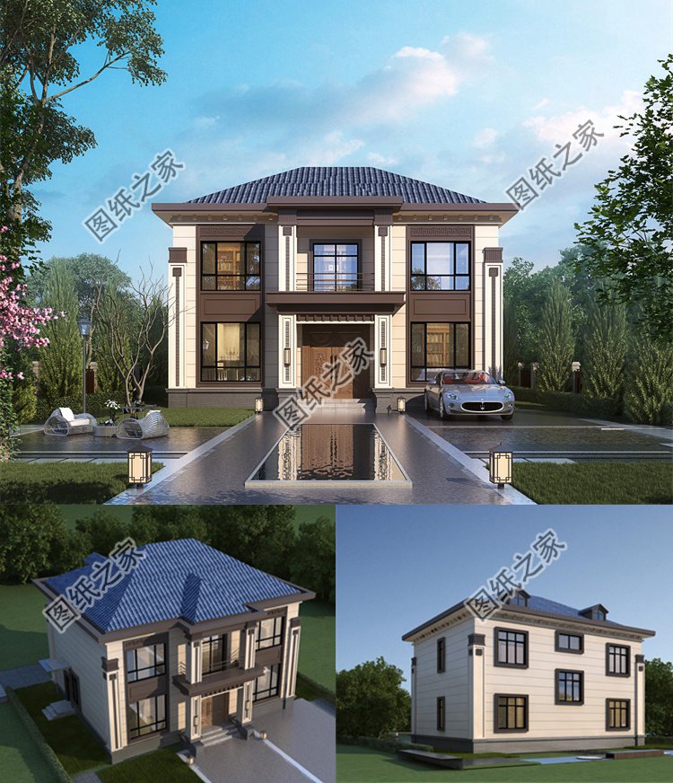 二層自建房別墅設計圖效果圖