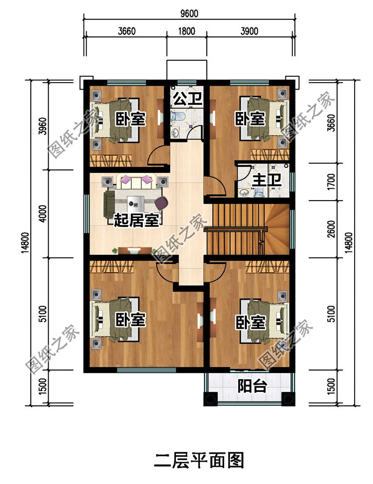農村三層經濟別墅二層