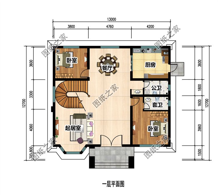 三層歐式別墅設計圖一層