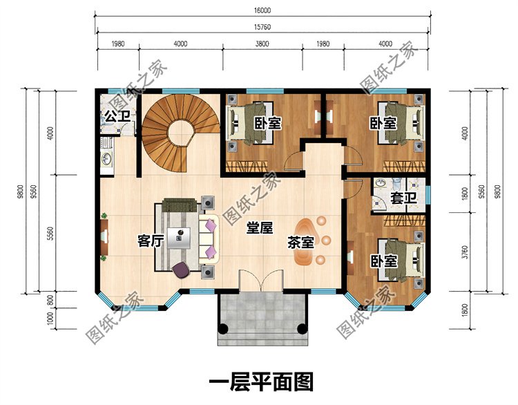 三層法式別墅設(shè)計(jì)圖一層