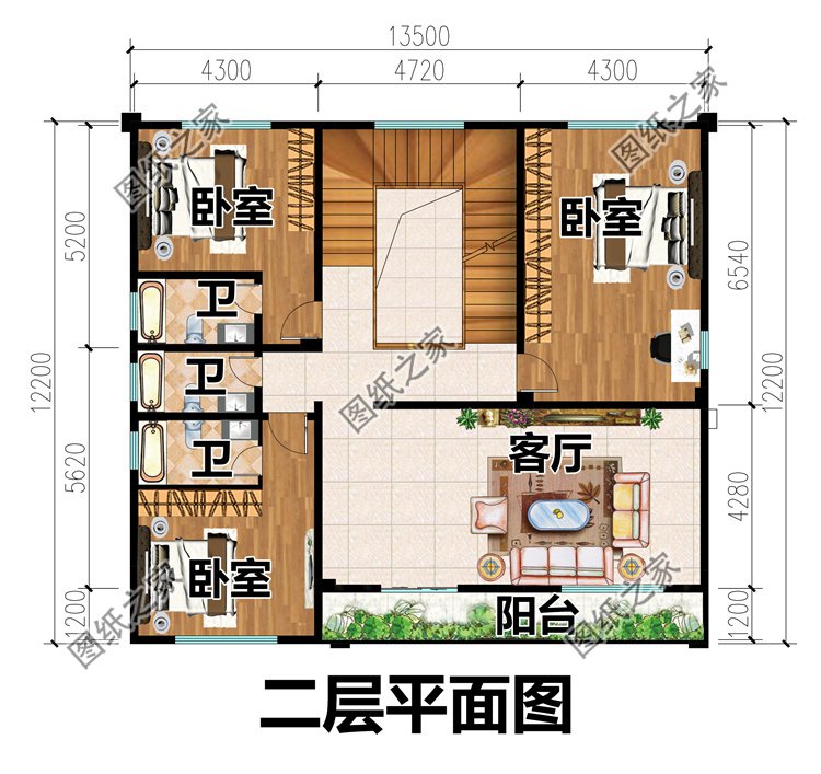 三層別墅設計二層