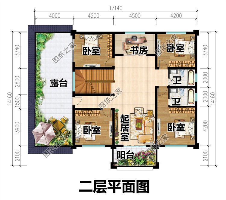 歐式三層農村別墅二層