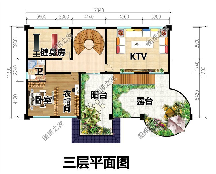 豪華三層歐式農村別墅三層