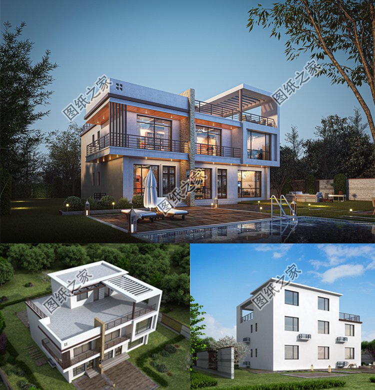 時尚現代三層農村別墅效果圖