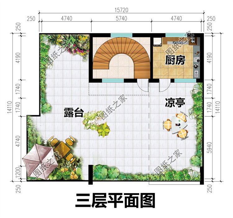 時尚現代三層農村別墅三層