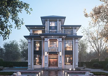 三層新中式別墅設計圖，面寬12米經典漂亮