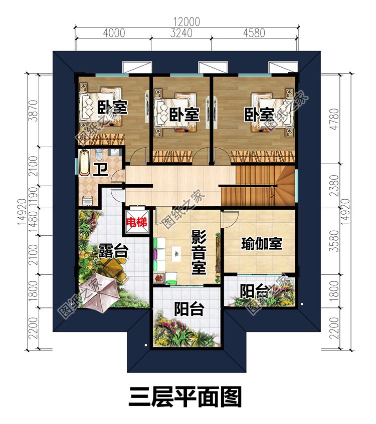 三層簡(jiǎn)約別墅三層