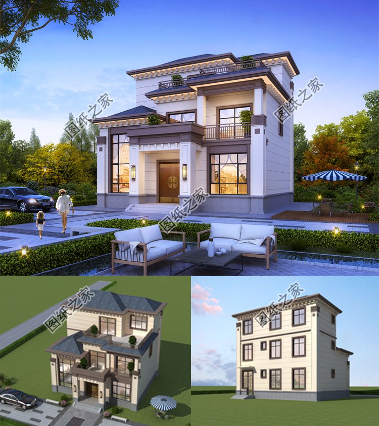 三層農村別墅設計圖效果圖