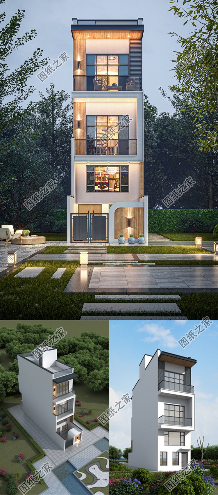 開間4米三層別墅效果圖