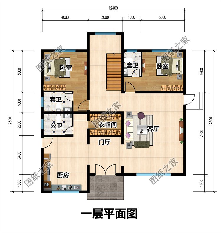 現代簡約風三層別墅一層
