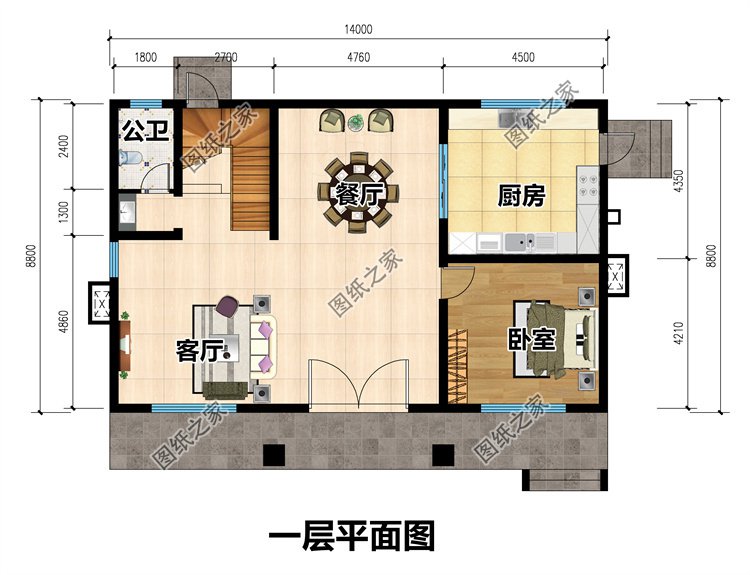 歐式三層農村別墅一層