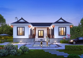 新中式一層合院別墅圖，15米×15.8米，主體造價低至15萬