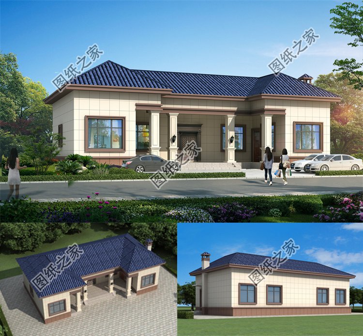 經(jīng)典三合院別墅效果圖