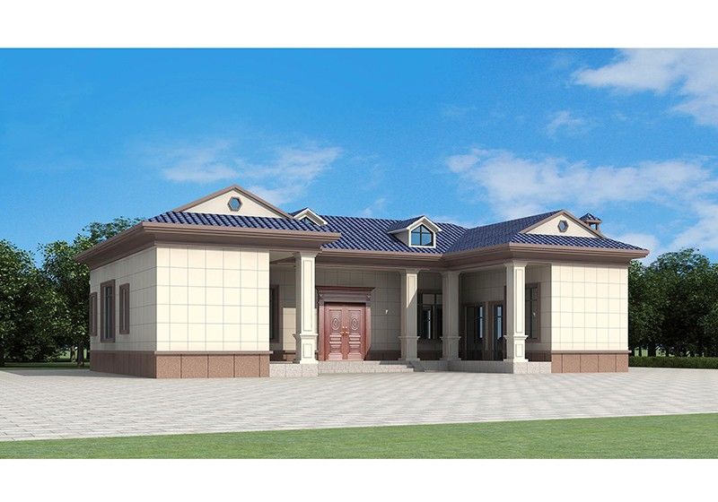 精致農村別墅圖，150平米一層三合院設計，四臥二廳舒適宜居