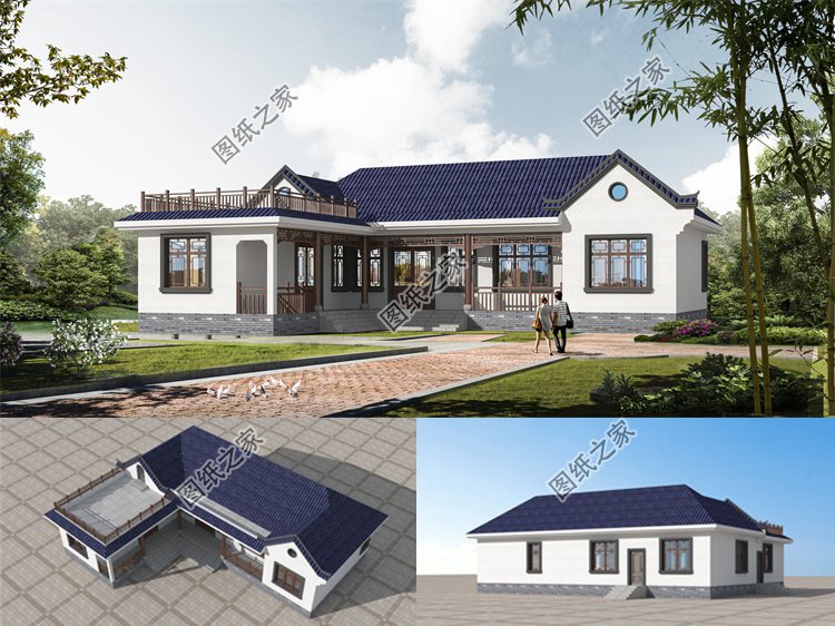 農(nóng)村七字型一層別墅圖效果圖