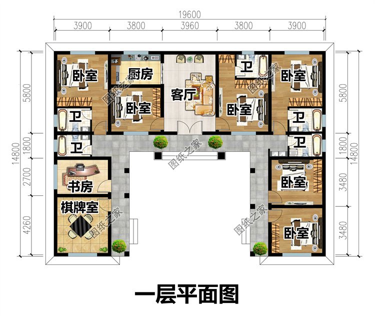 農(nóng)村一層中式別墅設(shè)計(jì)圖1
