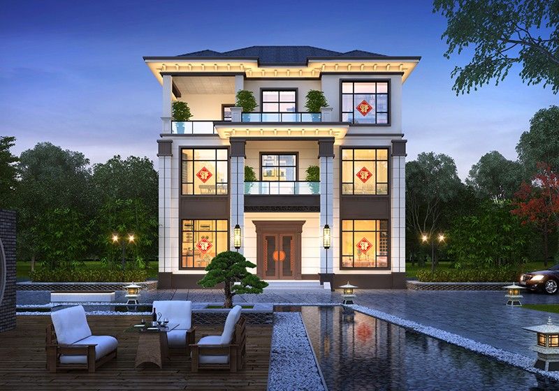 經(jīng)典三層別墅設(shè)計(jì)圖，時(shí)尚典雅美觀大氣，新農(nóng)村自建的理想之選