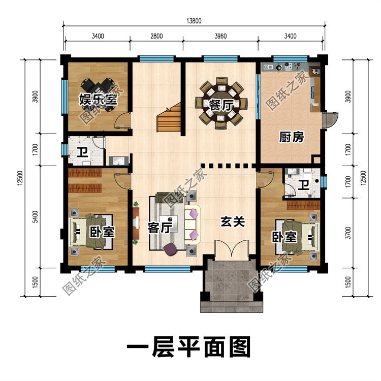 時尚四開間二層農村別墅1