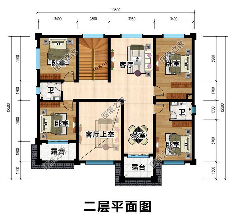 時尚四開間二層農村別墅2