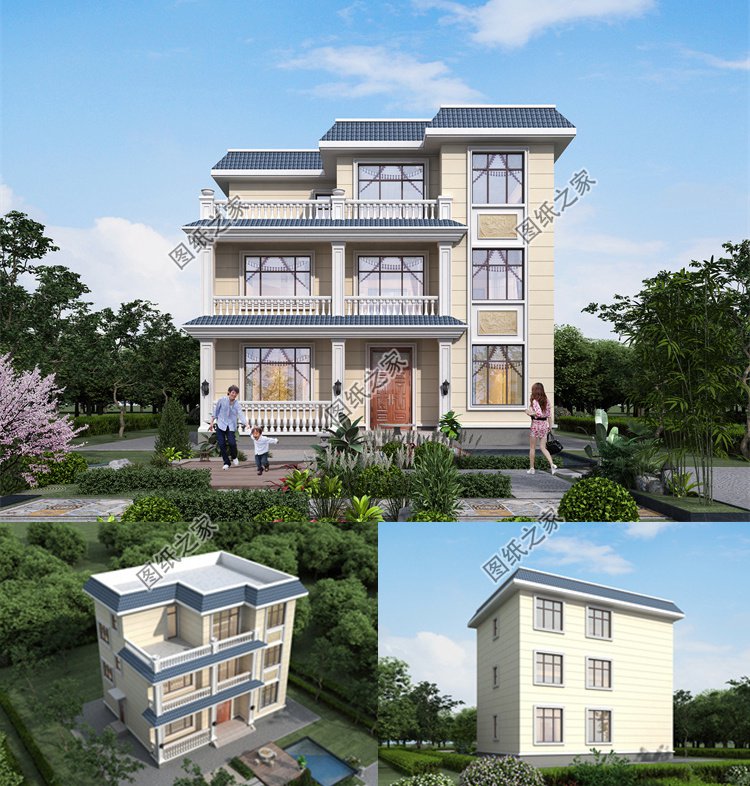 平頂三層別墅設計效果圖